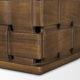 Trellyn 48" Dark Brown Wood w/ Carved Woven Base Square Coffee Table from Mercana - Luna Furniture