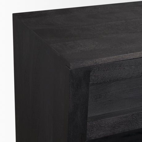 Suri Black Wood w/ Glass 4-Door Closed Sideboard from Mercana - Luna Furniture