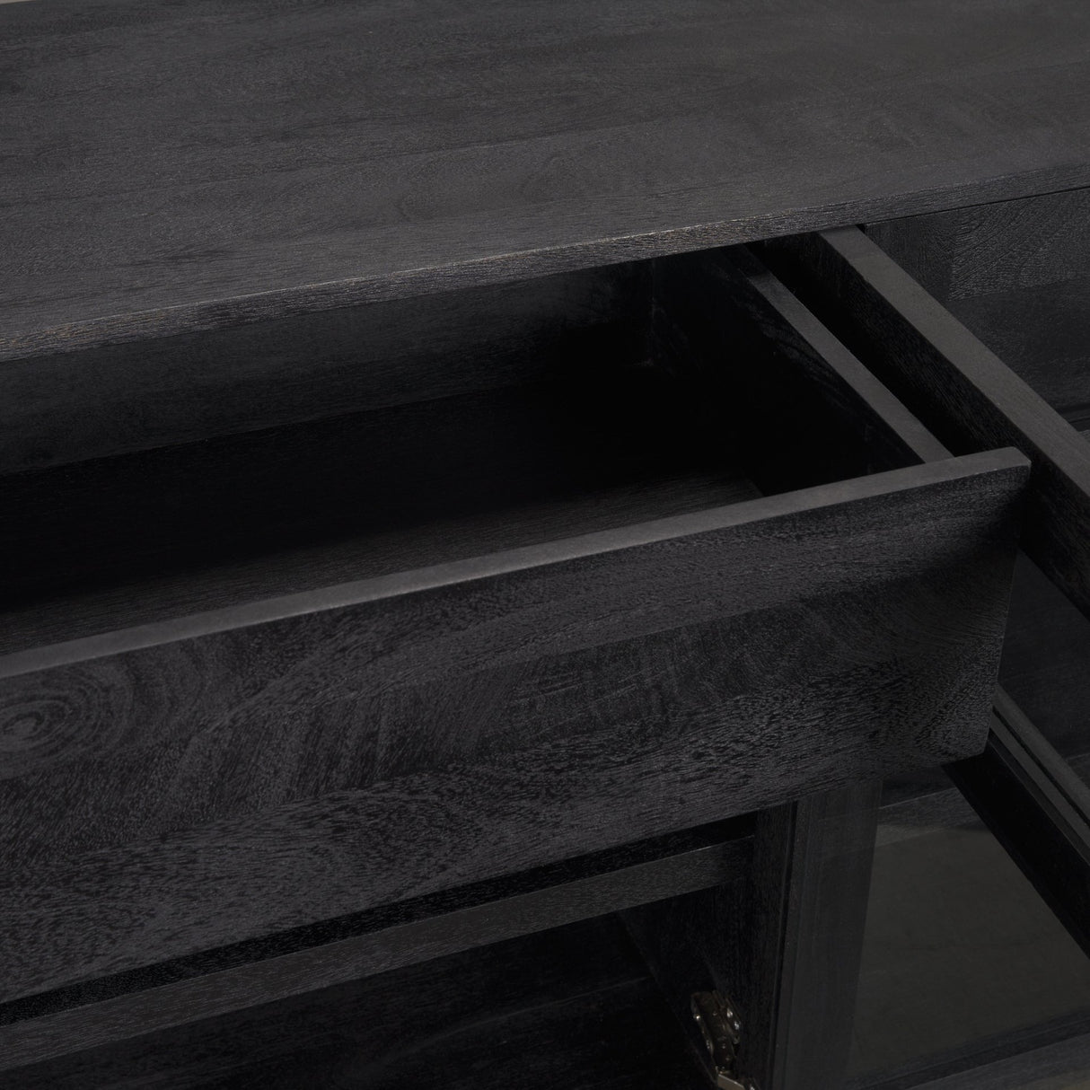 Suri Black Wood w/ Glass 4-Door Closed Sideboard from Mercana - Luna Furniture