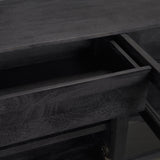 Suri Black Wood w/ Glass 4-Door Closed Sideboard from Mercana - Luna Furniture