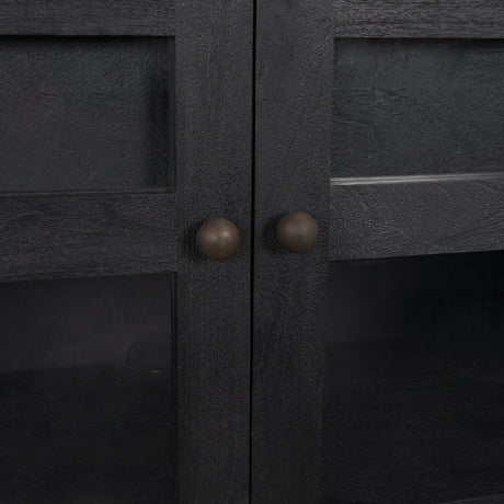 Suri Black Wood w/ Glass 4-Door Closed Sideboard from Mercana - Luna Furniture