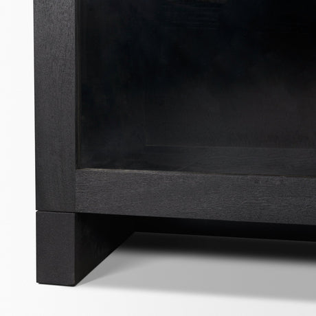 Suri Black Wood w/ Glass 4-Door Closed Sideboard from Mercana - Luna Furniture