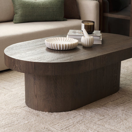 Lyonne Oblong Medium Brown Oak Wood Coffee Table from Mercana - Luna Furniture