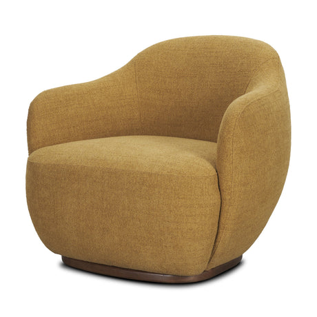 Hudson Mustard Fabric Upholstered Swivel Chair from Mercana - Luna Furniture
