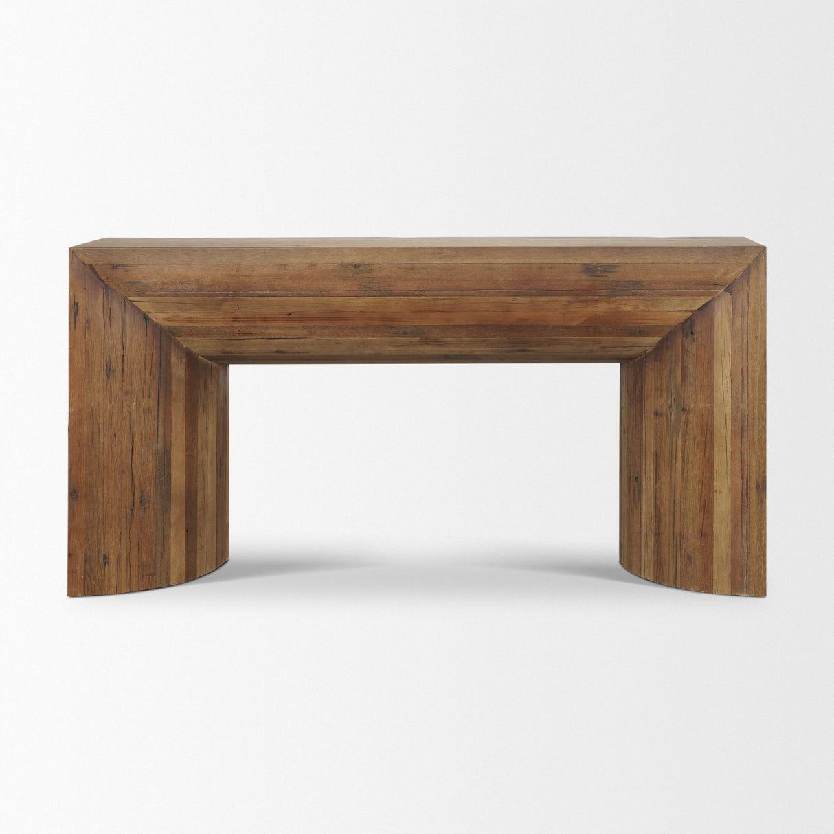 Vance Mid-Dark Brown Reclaimed Wood Rounded Console Table from Mercana - Luna Furniture