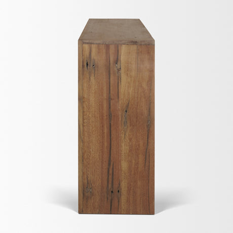 Vance Mid-Dark Brown Reclaimed Wood Rounded Console Table from Mercana - Luna Furniture