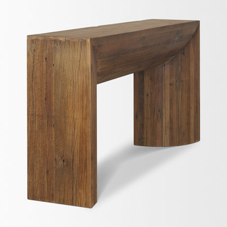 Vance Mid-Dark Brown Reclaimed Wood Rounded Console Table from Mercana - Luna Furniture