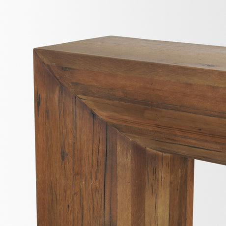 Vance Mid-Dark Brown Reclaimed Wood Rounded Console Table from Mercana - Luna Furniture