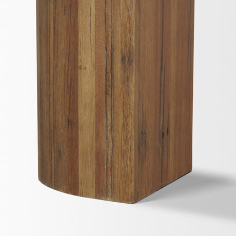 Vance Mid-Dark Brown Reclaimed Wood Rounded Console Table from Mercana - Luna Furniture