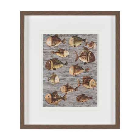 Fish Pattern I by Mercana Studio Hand-Embellished Textured Framed Artwork Matted under Glass from Mercana - Luna Furniture