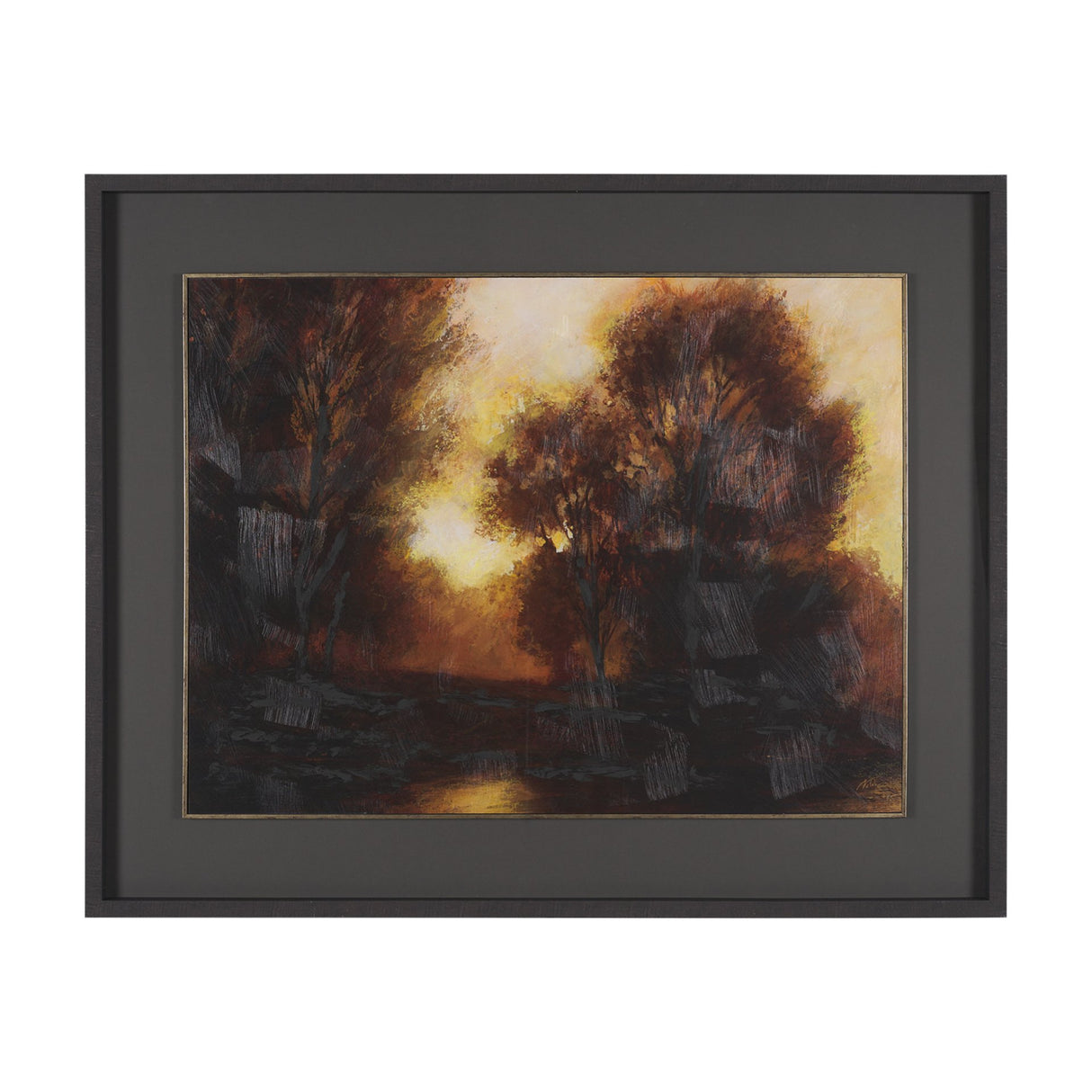 Golden Quiet I by Mercana Studio Hand-Embellished Textured Framed Artwork Matted under Glass from Mercana - Luna Furniture