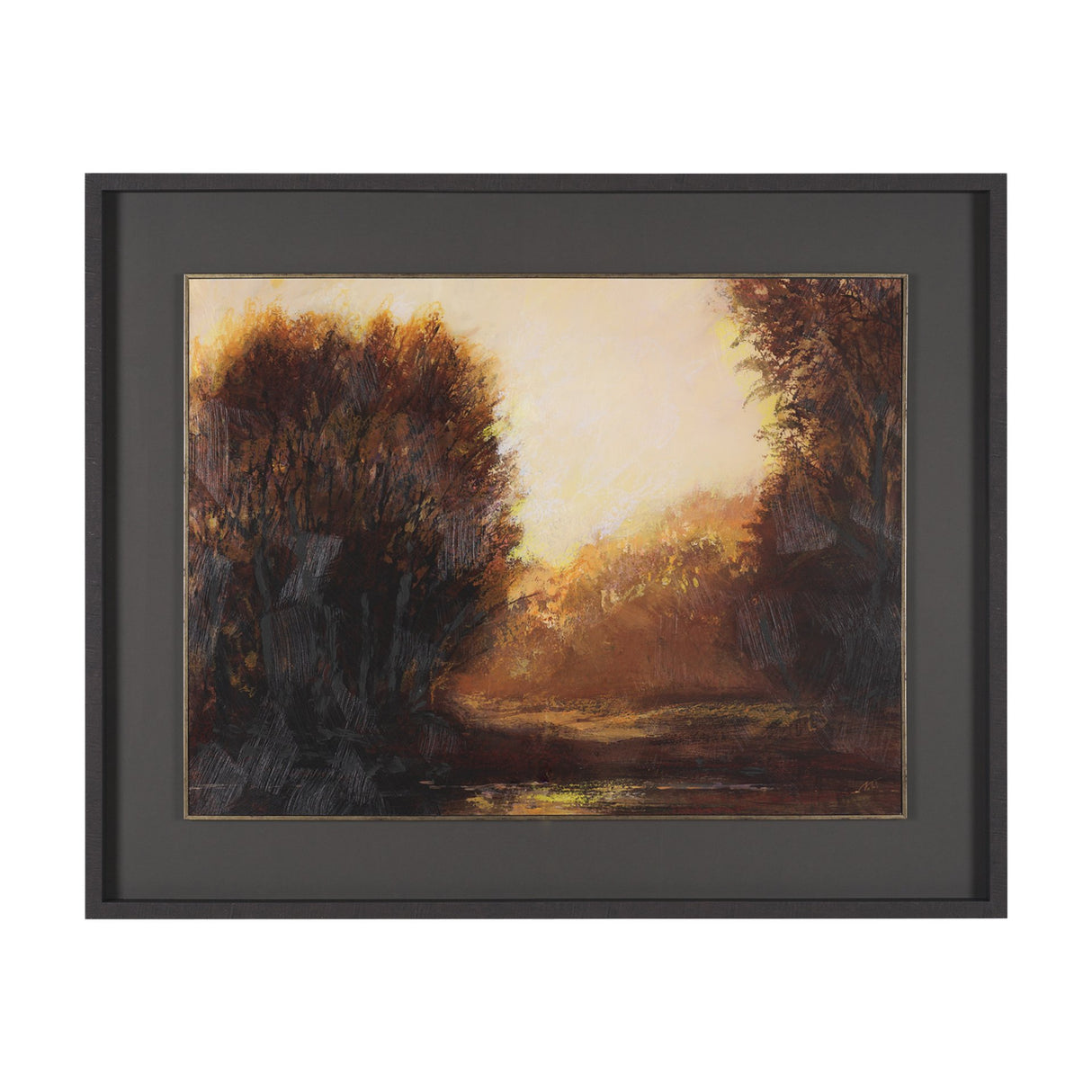 Golden Quiet II by Mercana Studio Hand-Embellished Textured Framed Artwork Matted under Glass from Mercana - Luna Furniture