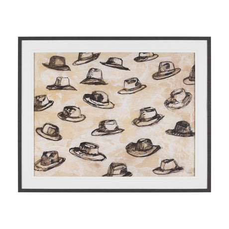 "Hat Trick" by Mercana Studio Hand-Embellished Textured Framed Artwork Matted under Glass from Mercana - Luna Furniture