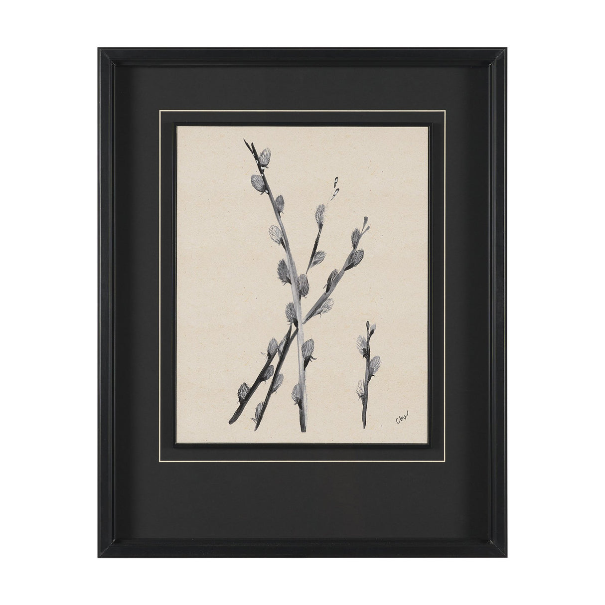 Pussy Willow by Cristina Bartl Villa Hand-Embellished Textured Framed Artwork Matted under Glass from Mercana - Luna Furniture
