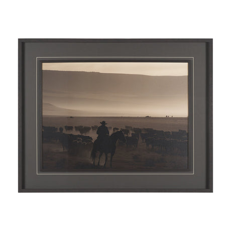 Golden Hour Cowboy Herd by Andreas Magnusson Textured FramedPhoto Print Matted under Glass from Mercana - Luna Furniture