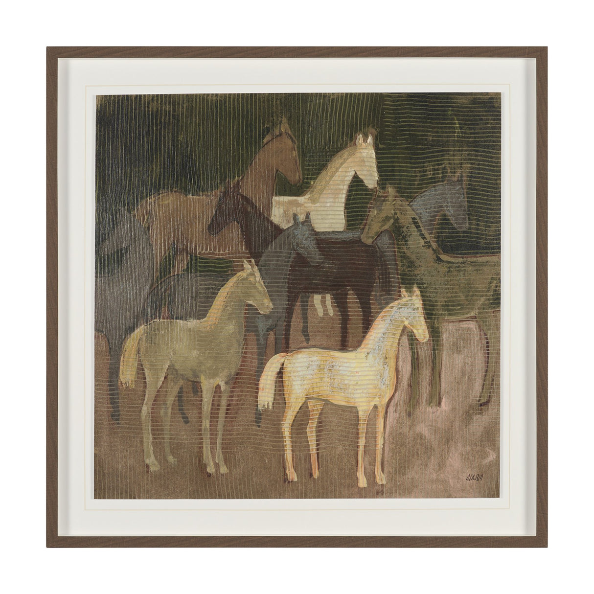 Horse Herd by Mercana Studio Hand-Embellished Textured Framed Artwork Matted under Glass from Mercana - Luna Furniture