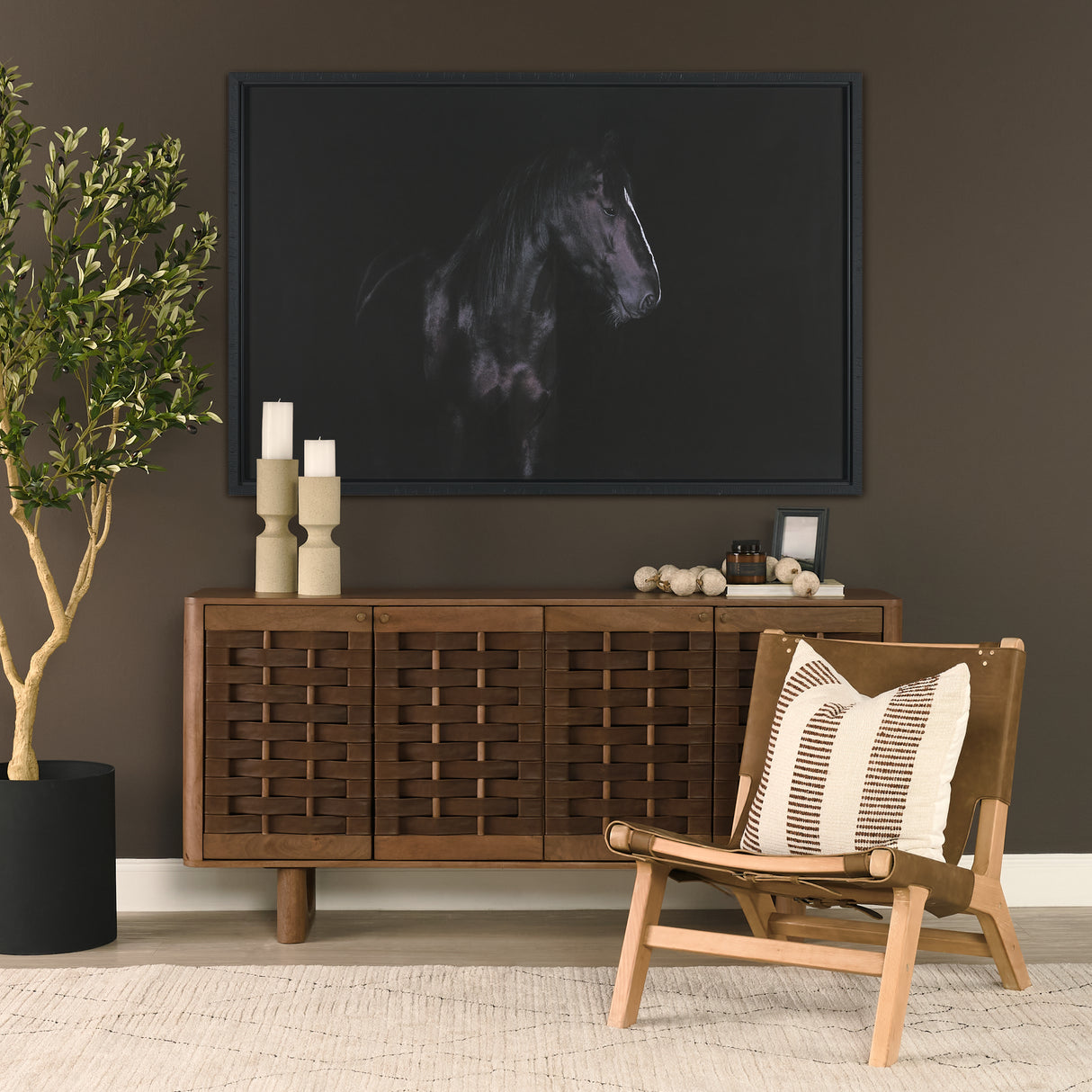 Elodie 24.4L x 33.9W x 30.7H Brown Leather W/Natural Beech Wood Frame Accent Chair from Mercana - Luna Furniture