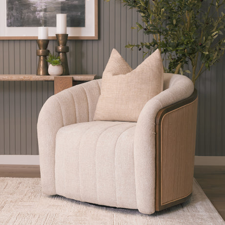 Fonda Cream Fabric w/ Natural Jute Swivel Accent Chair from Mercana - Luna Furniture