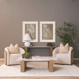 Milos Pink Marble Top w/ Light Brown Oak Wood Coffee Table from Mercana - Luna Furniture