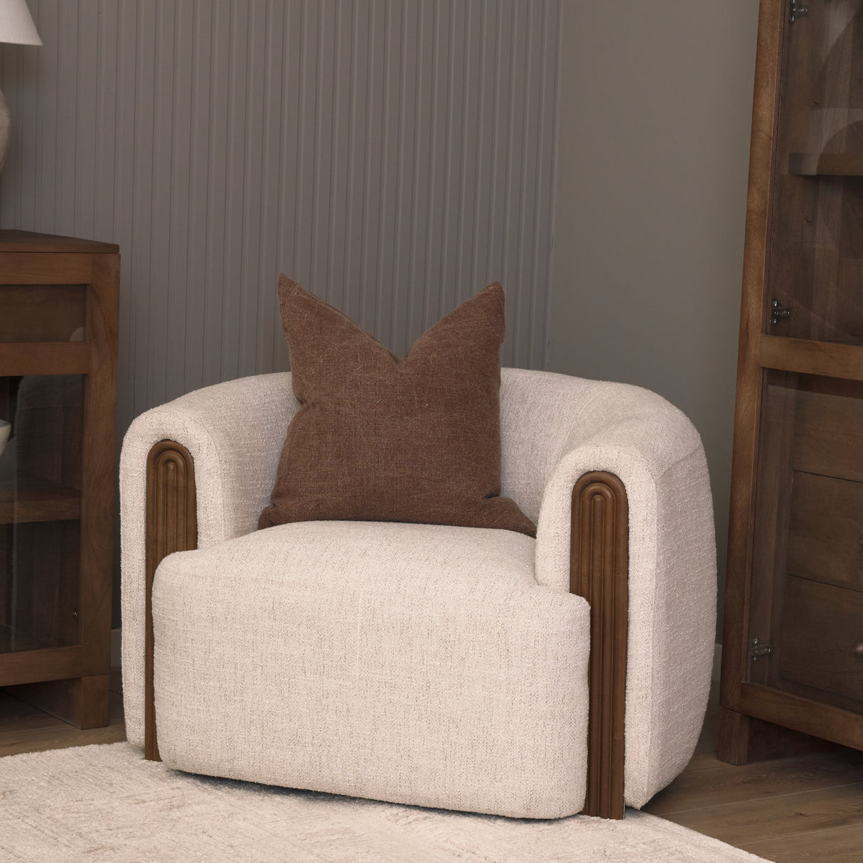 Kornelia Soft Oatmeal Fabric Barrel Accent Chair from Mercana - Luna Furniture