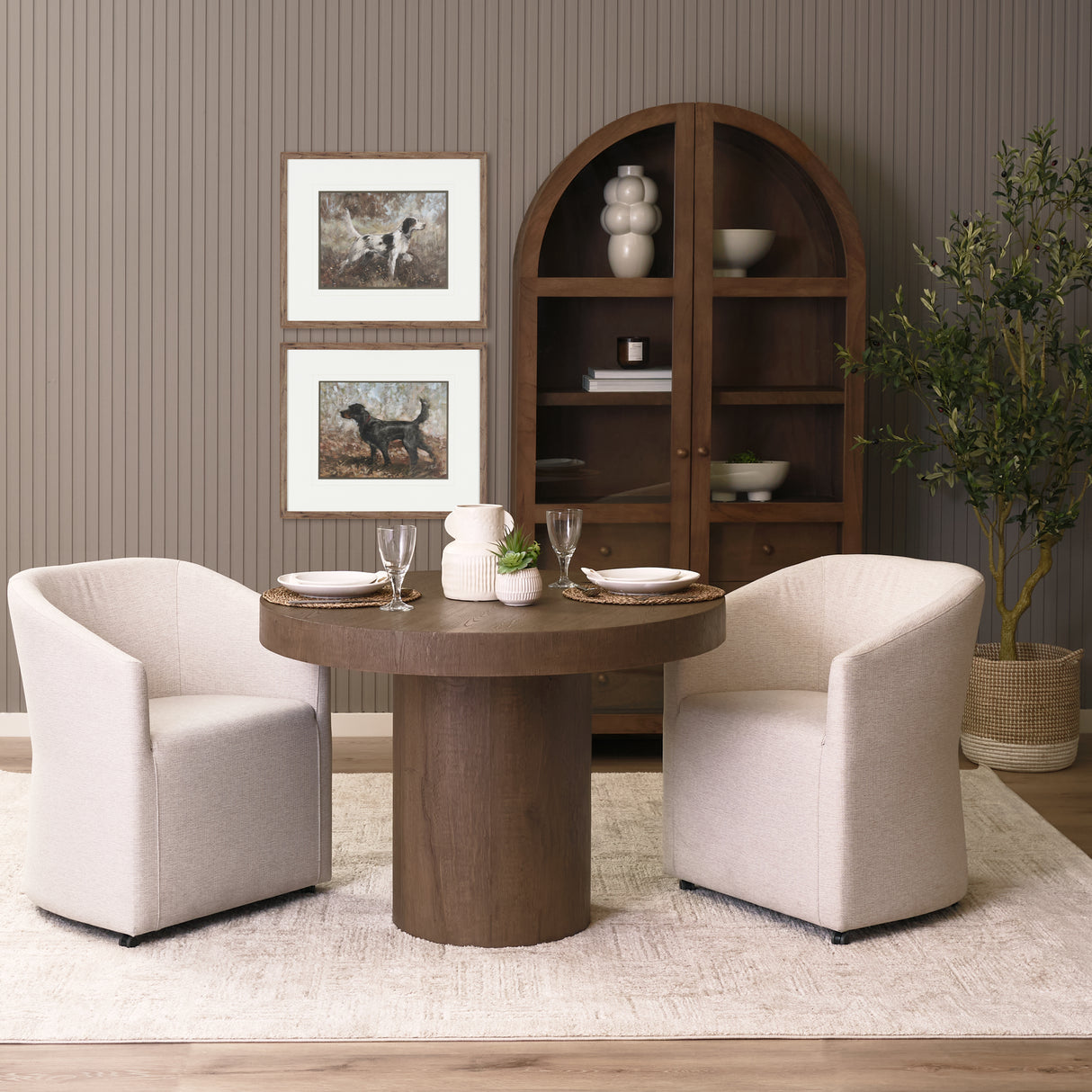 Suri Mid Brown Wood W/Glass Doors Arched Curio Cabinet from Mercana - Luna Furniture