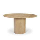 Torreno 48" Travertine Round Top Hexagon Pedestal Dining Table from Mercana - Luna Furniture