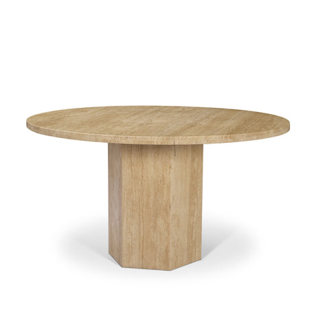 Torreno 48" Travertine Round Top Hexagon Pedestal Dining Table from Mercana - Luna Furniture