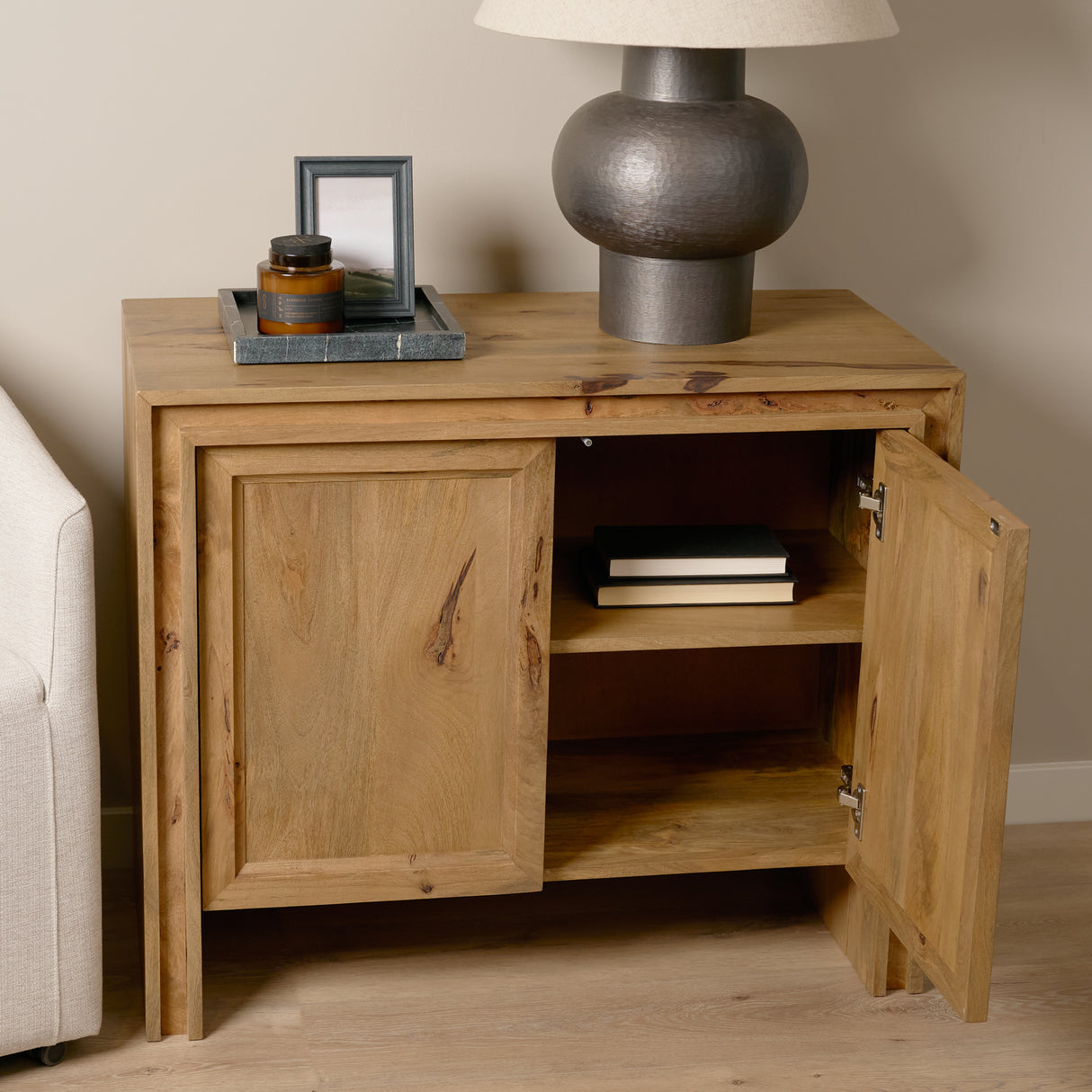 Notts Brown Wood 2-Door Accent Cabinet from Mercana - Luna Furniture