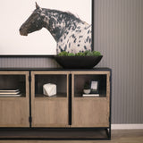 Sloan 80" Light Brown Wood W/Black Metal Frame Sideboard from Mercana - Luna Furniture