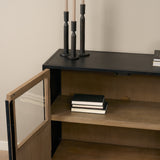 Sloan 40.0W Light Brown W/Black Metal Frame Accent Cabinet from Mercana - Luna Furniture