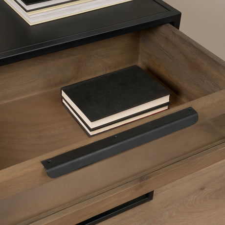 Sloan Light Brown W/ Black Metal Frame Side Table from Mercana - Luna Furniture