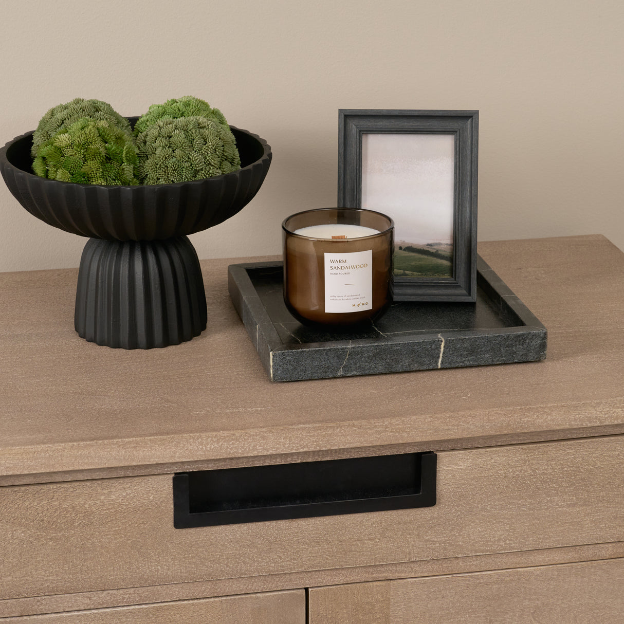 Stratus Black Marble Square Decorative Tray from Mercana - Luna Furniture