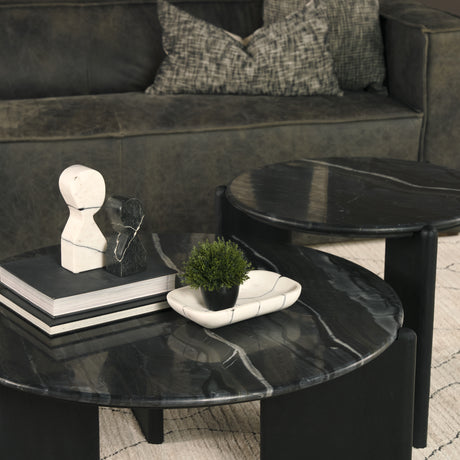 Rumer Black Wood w/ Black Marble Side Table from Mercana - Luna Furniture
