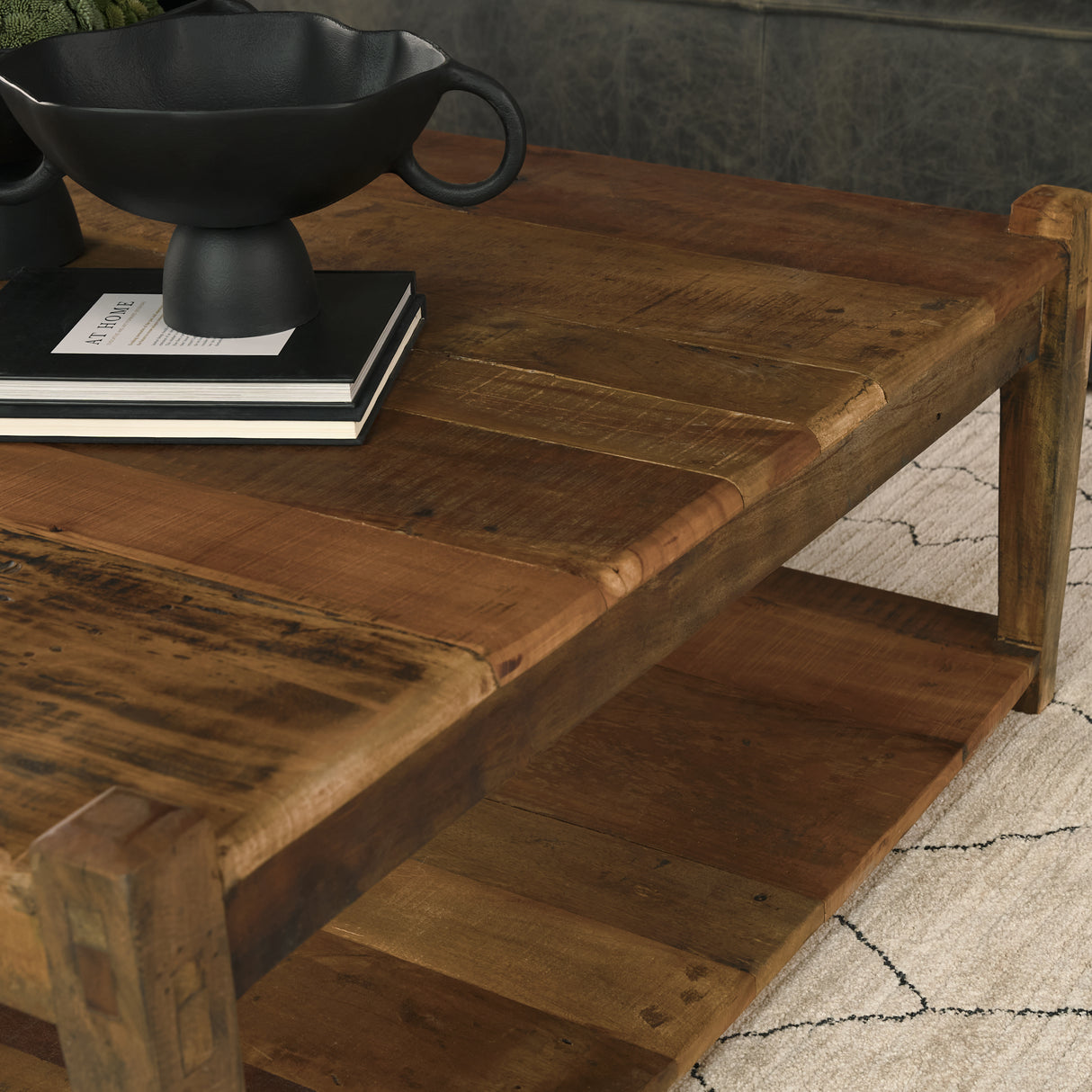 Ashwick Dark Brown Reclaimed Wood Square Coffee Table from Mercana - Luna Furniture