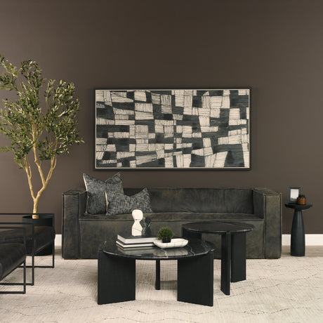 Bellancia Nero Black Marquina Marble Pedestal Side Table from Mercana - Luna Furniture