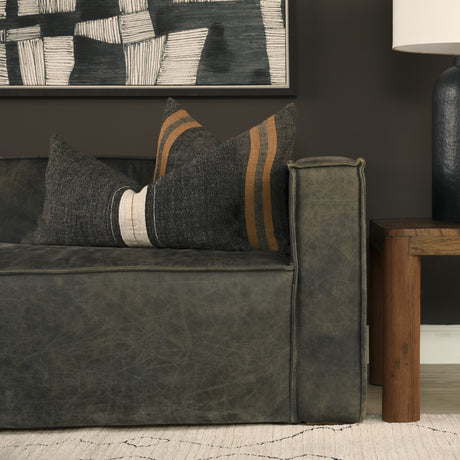 Mercer 20x20 Square Black w/Orange Stripes Decorative Pillow Cover from Mercana - Luna Furniture
