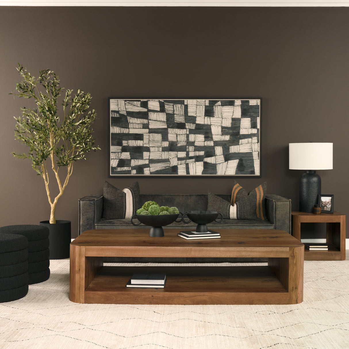 Mercer 20x20 Square Black w/Orange Stripes Decorative Pillow Cover from Mercana - Luna Furniture