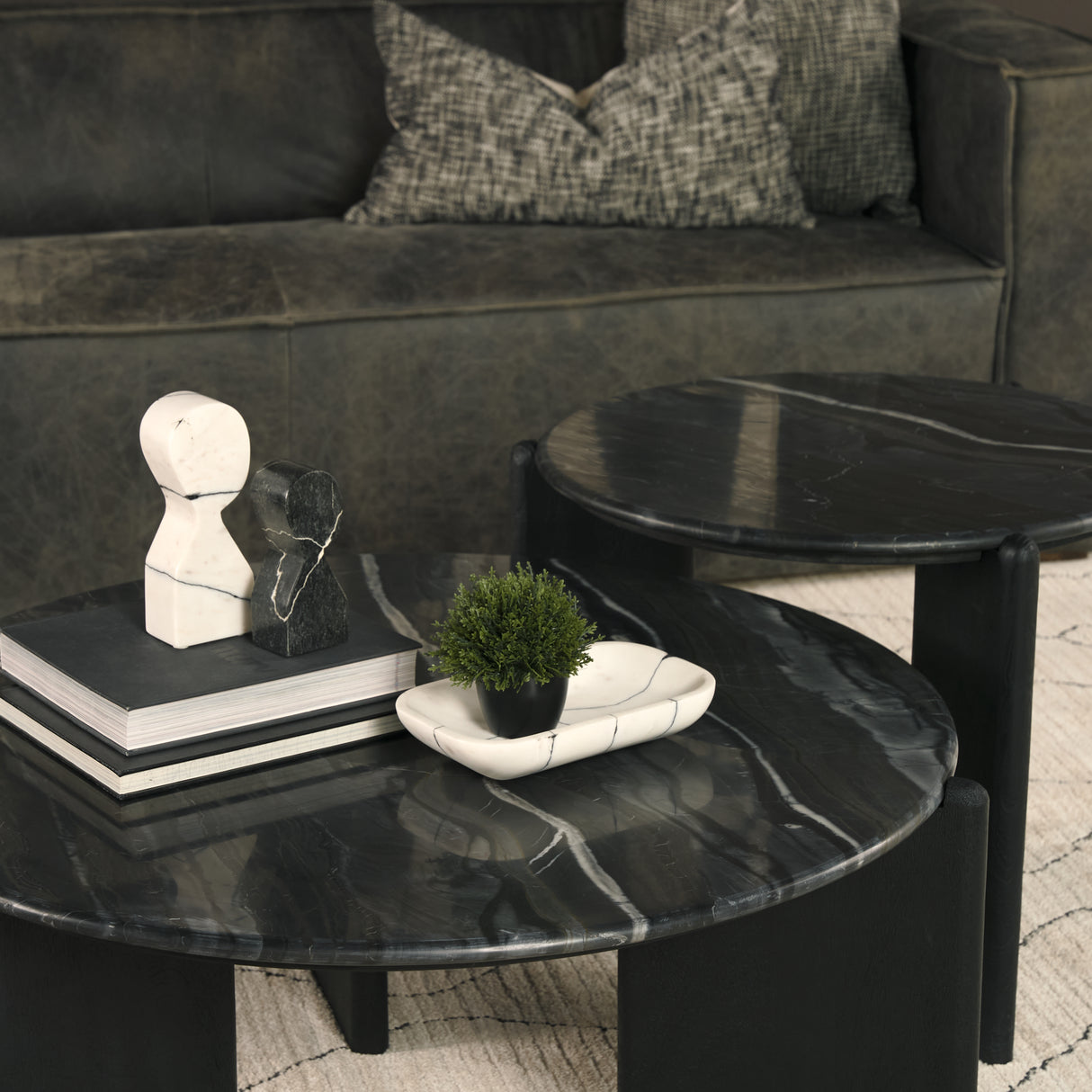Rumer Black Wood w/ Black Marble Coffee Table from Mercana - Luna Furniture