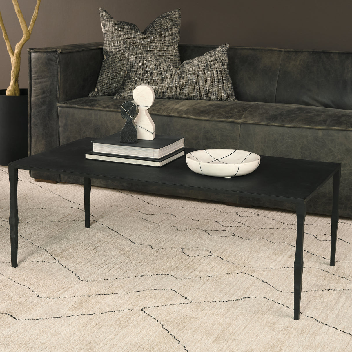 Timothy 42.0 X 22.0 X 15.5 Ebony Black Iron Coffee Table