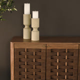 Akira Large Textured Beige Metal Pillar Candle Holder from Mercana - Luna Furniture