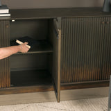 Cinder Distressed Dark Brown Wood Reeded 4-Door Closed Sideboard from Mercana - Luna Furniture