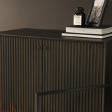 Cinder Distressed Dark Brown Wood Reeded 2-Door Closed Accent Cabinet from Mercana - Luna Furniture
