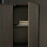 Cinder Distressed Dark Brown Wood Reeded 2-Door Closed Tall Cabinet from Mercana - Luna Furniture