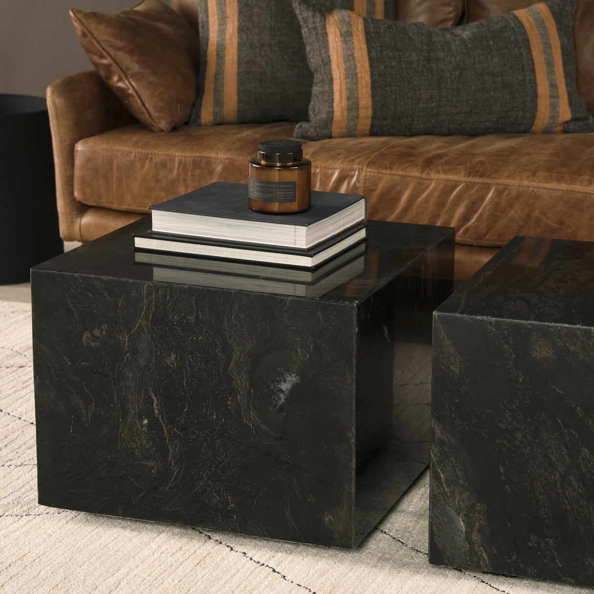 Quadra 20" Solid Cappuccino Marble Square Coffee Table from Mercana - Luna Furniture