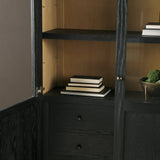 Henry Black & Light Brown Oak Wood w/ Glass Doors Curio Cabinet from Mercana - Luna Furniture