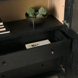 Henry Black & Light Brown Oak Wood w/ Glass Doors Curio Cabinet from Mercana - Luna Furniture