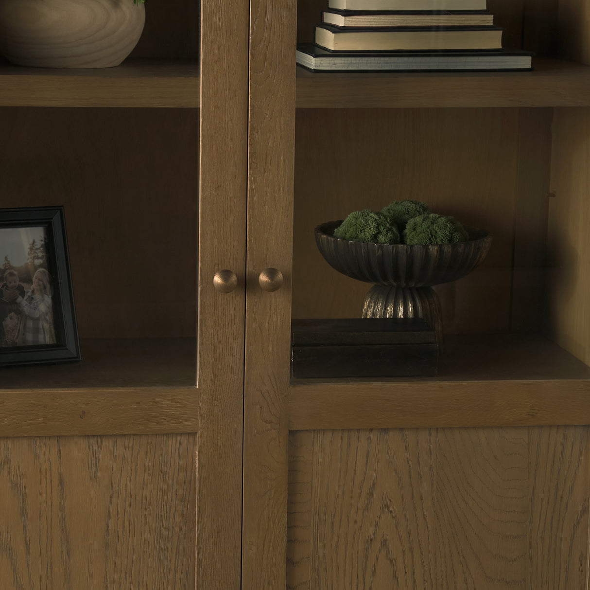 Henry Dark & Light Brown Oak Wood w/ Glass Doors Curio Cabinet from Mercana - Luna Furniture