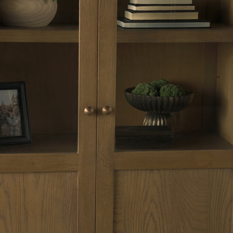 Henry Dark & Light Brown Oak Wood w/ Glass Doors Curio Cabinet from Mercana - Luna Furniture
