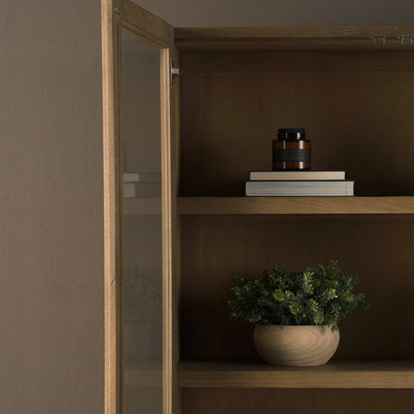 Henry Dark & Light Brown Oak Wood w/ Glass Doors Curio Cabinet from Mercana - Luna Furniture
