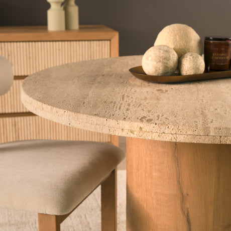 Siena 42" Round Travertine Pedestal Dining Table from Mercana - Luna Furniture